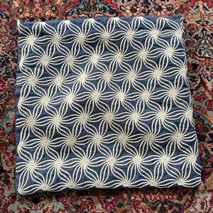 Crate&Barrel Blue and Cream Accent Pillow Cover 20x20